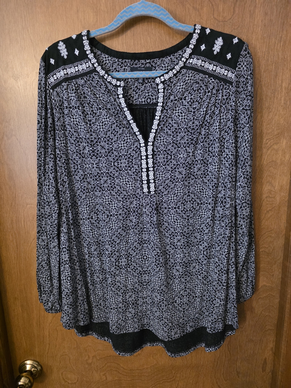 Lucky Brand Black and White Printed Tunic Top